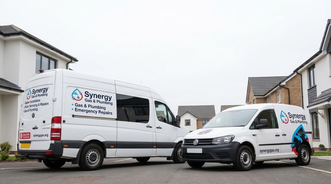 Synergy Gas & Plumbing service vehicles